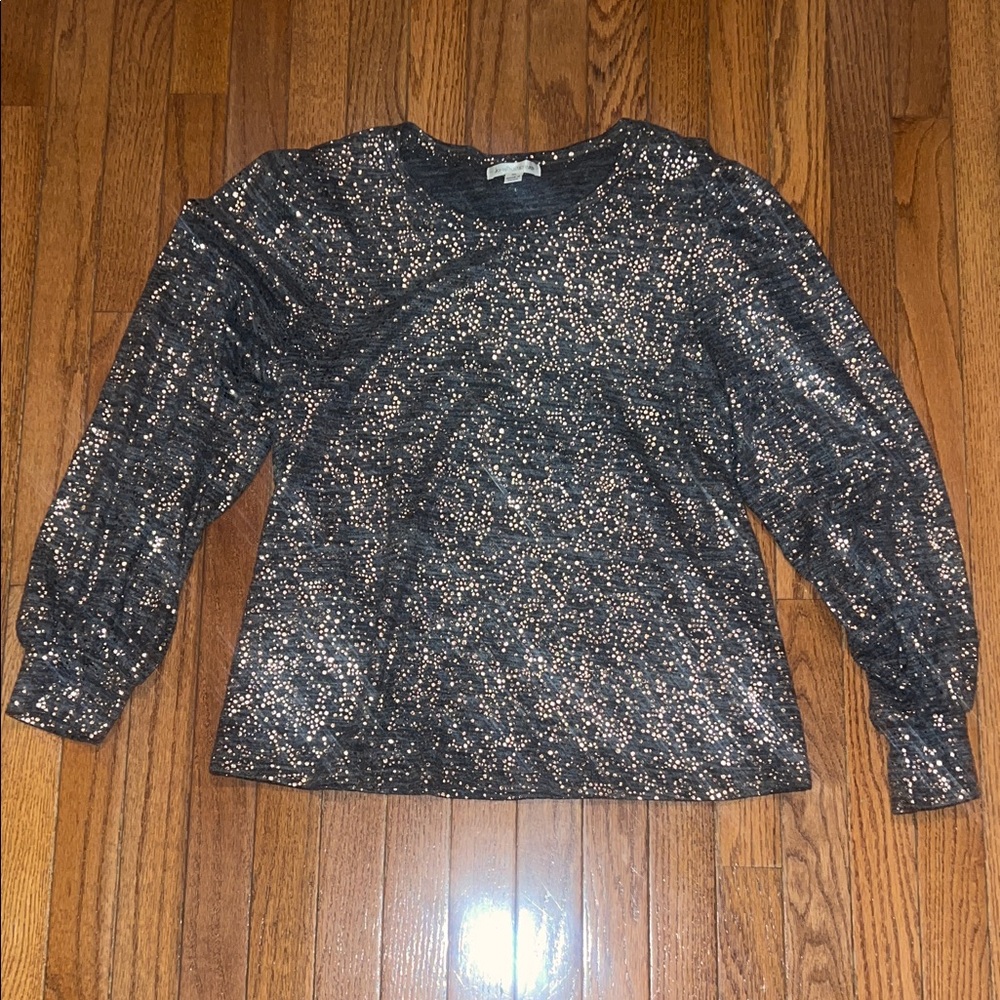 JohnPaulRichard Black Sequin Long Sleeve Top